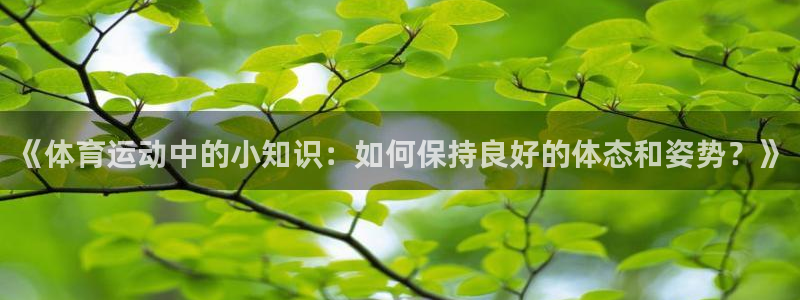 《体育运动中的小知识：如何保持良好的体态和姿势？》